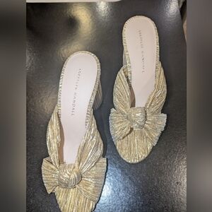 Loeffler Randall Penny Gold Pleated Heels